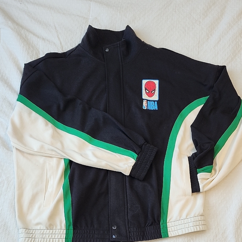 NBA Black and Cream Kids Jacket with Green Accents